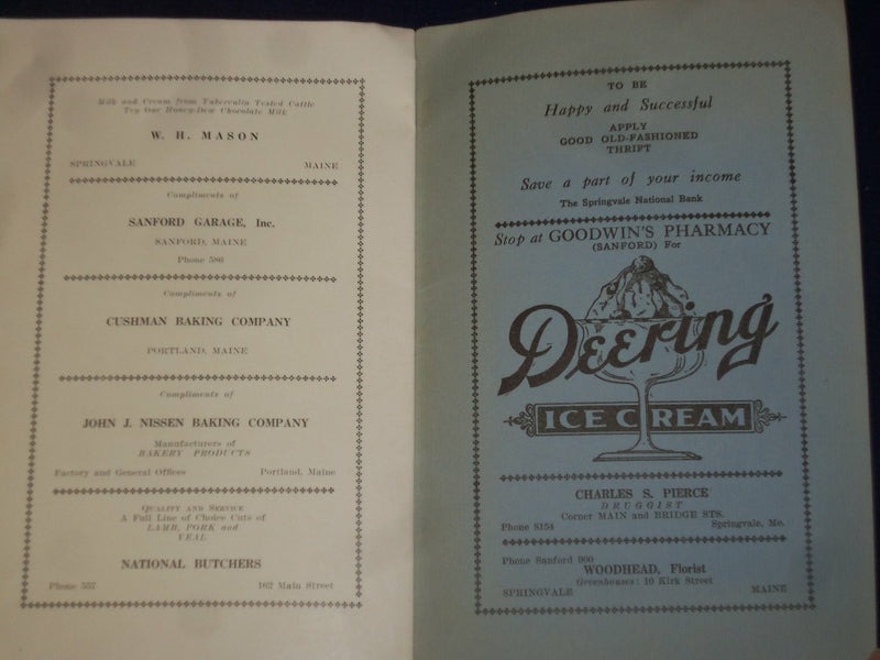 1933 HISTORY, YEAR BOOK & DIRECTORY FIRST BAPTIST CHURCH -SPRINGVALE, ME- J 4452
