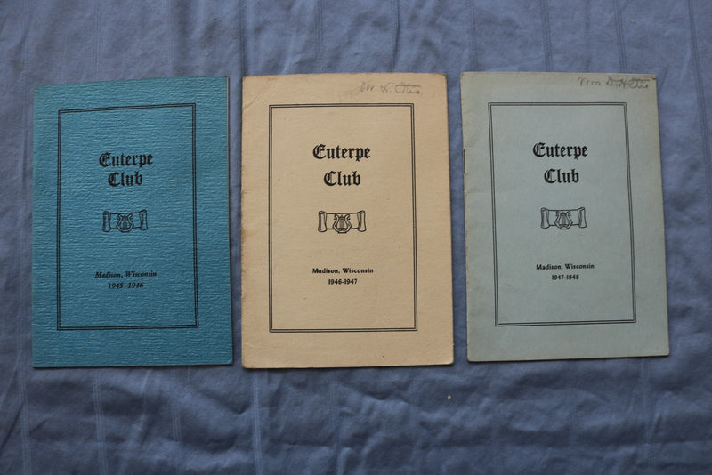 1942-1952 EUTERPE CLUB PROGRAMS - MADISON, WISCONSIN - LOT OF 9 - O 3865