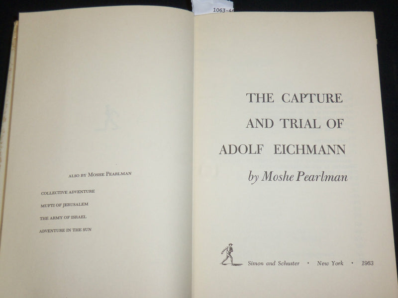 1963 THE CAPTURE AND TRIAL OF ADOLF EICHMANN HARDCOVER BOOK & LETTER - KD 6531