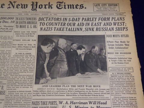 1941 AUG 30 NEW YORK TIMES - DICTATORS IN 5 DAY PARLEY FORM PLANS - NT 1104