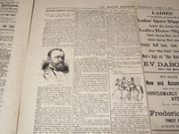 1891 APRIL 15 MORNING TELEGRAPH NEWSPAPER - LINCOLN'S DEATH 26TH ANNIV- NP 2152C