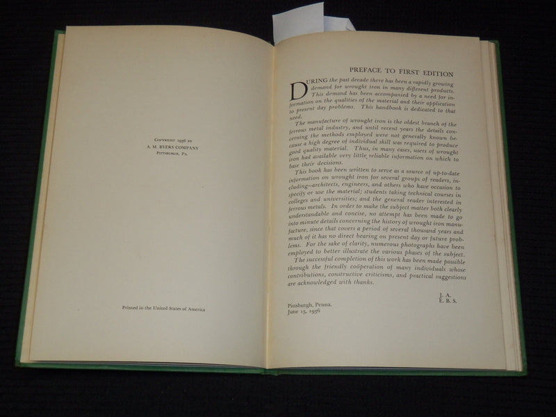 1951 WROUGHT IRON MANUFACTURE BOOK BY JAMES ASTON & STORY - 1ST PRINT - KD 9504