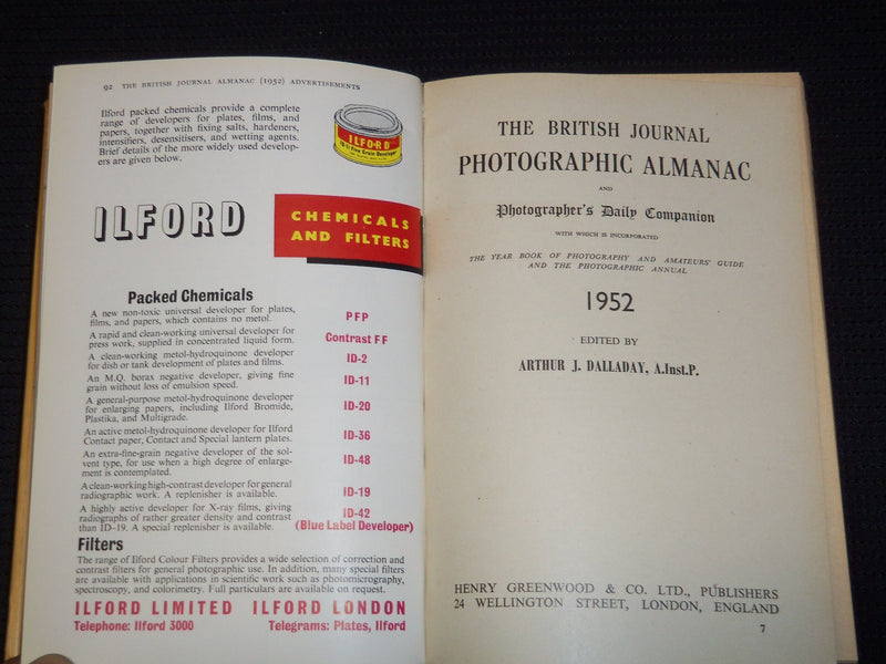 1952-1955 BRITISH JOURNAL PHOTOGRAPHIC ALMANAC LOT OF 2 - NICE ADS - KD 4669E