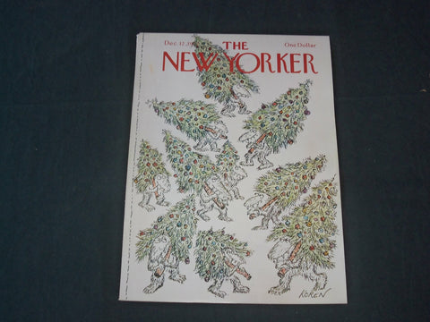 1977 DECEMBER 12 NEW YORKER MAGAZINE FRONT COVER ONLY - GREAT ART FOR FRAMING