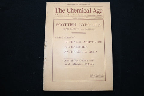 1922 OCTOBER 28 THE CHEMICAL AGE MAGAZINE - SCOTTISH DYES LTD. COVER - SP 4924R