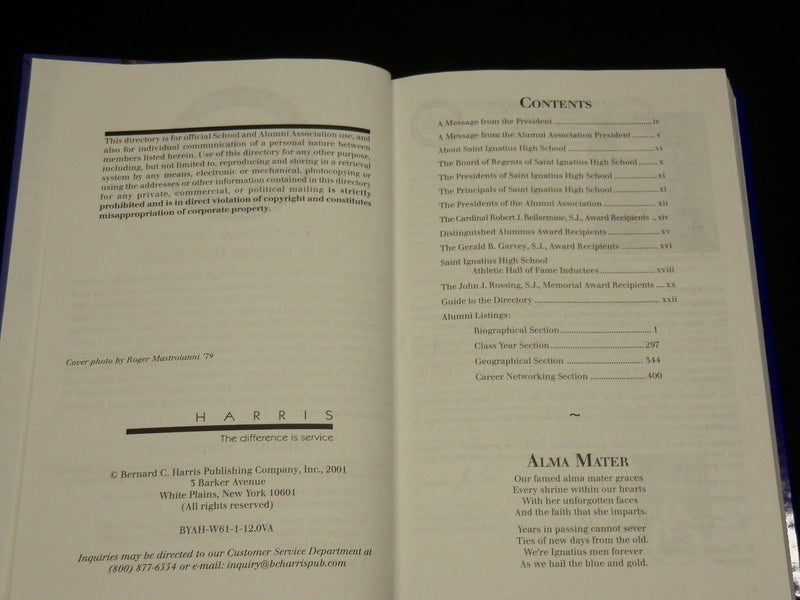 2001 SAINT IGNATIUS HIGH SCHOOL DIRECTORY BOOK - CLEVELAND - KD 6347