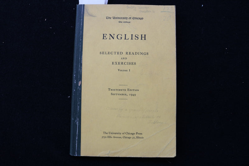 1949 UNIVERSITY OF CHICAGO ENGLISH SELECTED READINGS SOFTCOVER BOOK - K 2905