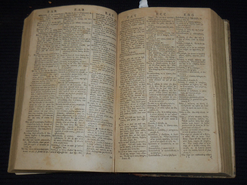 1794 BOYER'S ROYAL DICTIONARY ABRIDGED BY J. C. PRIEUR - VOLUME 1 & 2 - KD 703T