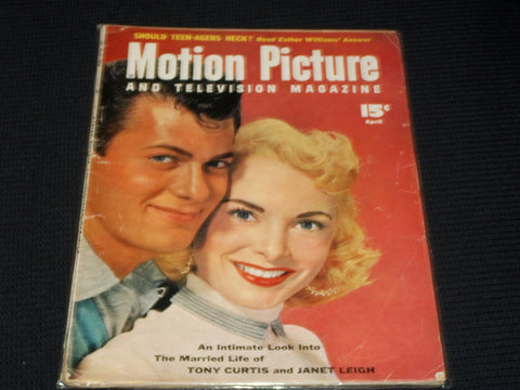 1954 APRIL MOTION PICTURE MAGAZINE - JANET LEIGH & TONY CURTIS COVER - E 1474