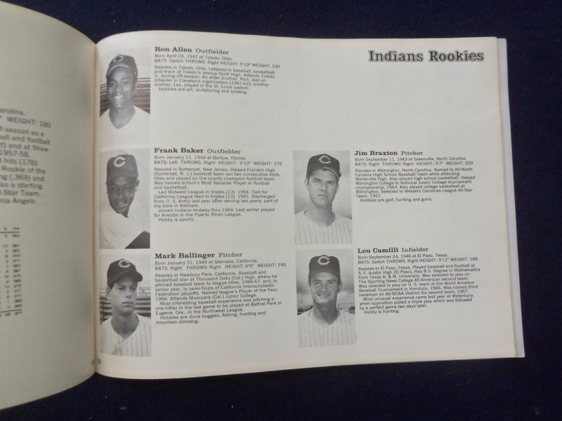 1970 CLEVELAND INDIANS YEARBOOK - SAM MCDOWELL - DEAN CHANCE - SP 6118ZA