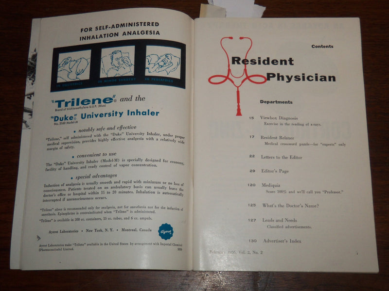 1956 FEBRUARY RESIDENT PHYSICIAN DIGEST MAGAZINE - HOSPITAL RESIDENT - K 1220