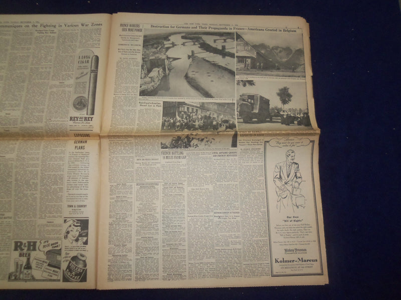 1944 SEP 11 NEW YORK TIMES - AMERICANS SHELL REICH, ENTER LUXEMBOURG - NP 6619