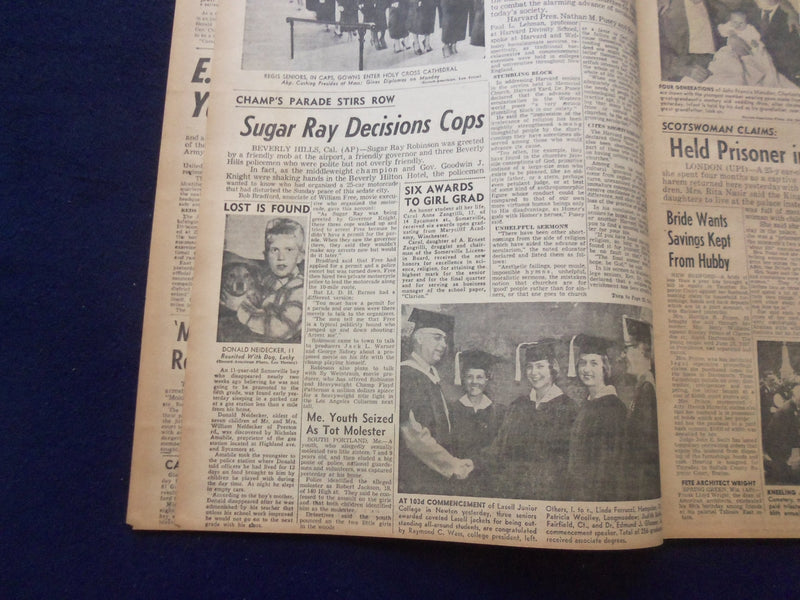 1958 JUNE 9 BOSTON RECORD AMERICAN NEWSPAPER-OLD COLONY OFFER BY HUB MAN-NP 6276