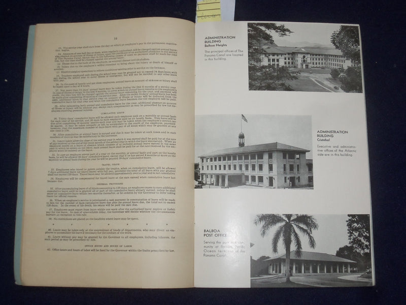 1940 THE PANAMA CANAL - A MANUAL OF INFORMATION CONCERNING EMPLOYMENT - J 9498