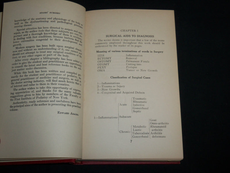 1936 SURGERY WITH REFERENCE TO PODIATRY HARDCOVER BOOK BY EDWARD ADAMS - KD 6990