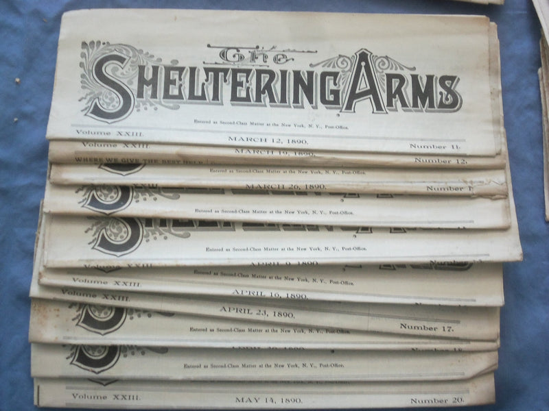 1890 THE SHELTERING ARMS NEWSPAPER - LOT OF 40 - #S 1-40 - NP 8425