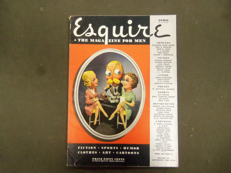 1939 APRIL ESQUIRE MAGAZINE - NICE ILLUSTRATIONS, COVER AND ADS - ST 3115