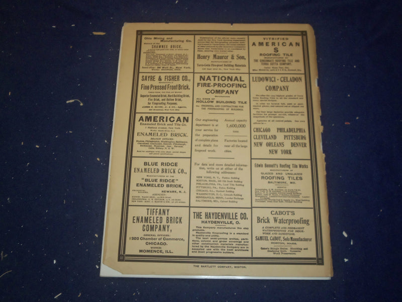 1909 NOVEMBER THE BRICKBUILDER MAGAZINE - AN ARCHITECTURAL MONTHLY - ST 258U