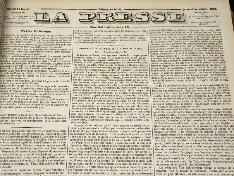 1840 JANUARY-JUNE LA PRESSE FRENCH NEWSPAPER BOUND VOLUME - SCIENCE - KD 1279G