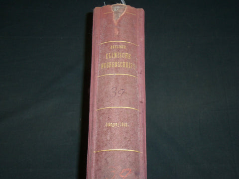 1902 JAN-DEC BERLINER KLINISCHE WOCHENSCHRIFT MAGAZINE BOUND VOLUME - R 491