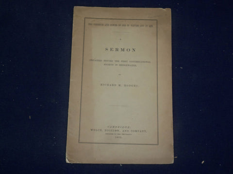 1862 BRIDGEWATER FIRST CONGREGATIONAL SOCIETY SERMON BY RICHARD HODGES - J 4484