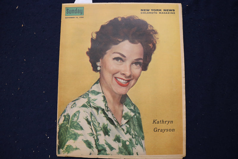 1958 NOVEMBER 16 SUNDAY NEWS COLOROTO MAGAZINE-KATHRYN GRAYSON-FOOTBALL- E 23184