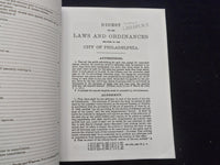 PHILADELPHIA LAWS AND ORDINANCES 1867 DIGEST REPRINT SOFTCOVER BOOK - KD 8500