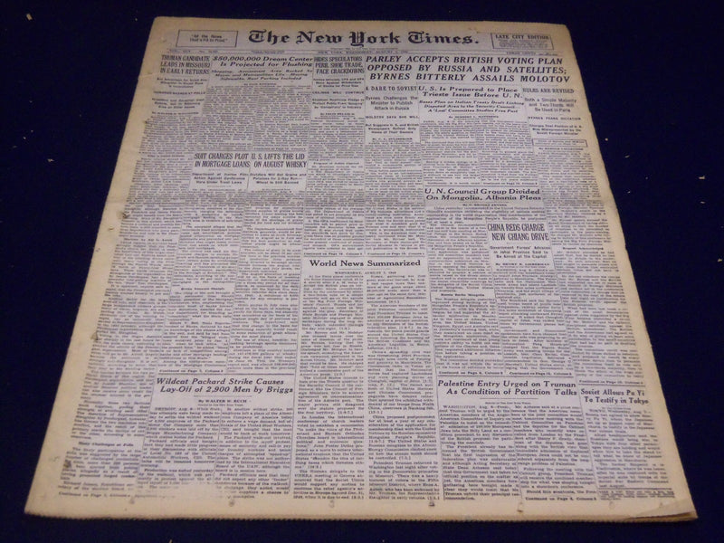 1946 AUGUST 7 NEW YORK TIMES - BYRNES BITTERLY ASSAILS MOLOTOV - NT 2347