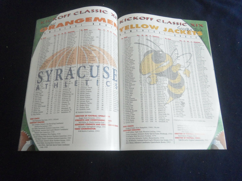 2001 AUG 26 FOOTBALL PROGRAM - SYRACUSE UNIV VS GEORGIA INSTITUTE TECH- SP 1216F