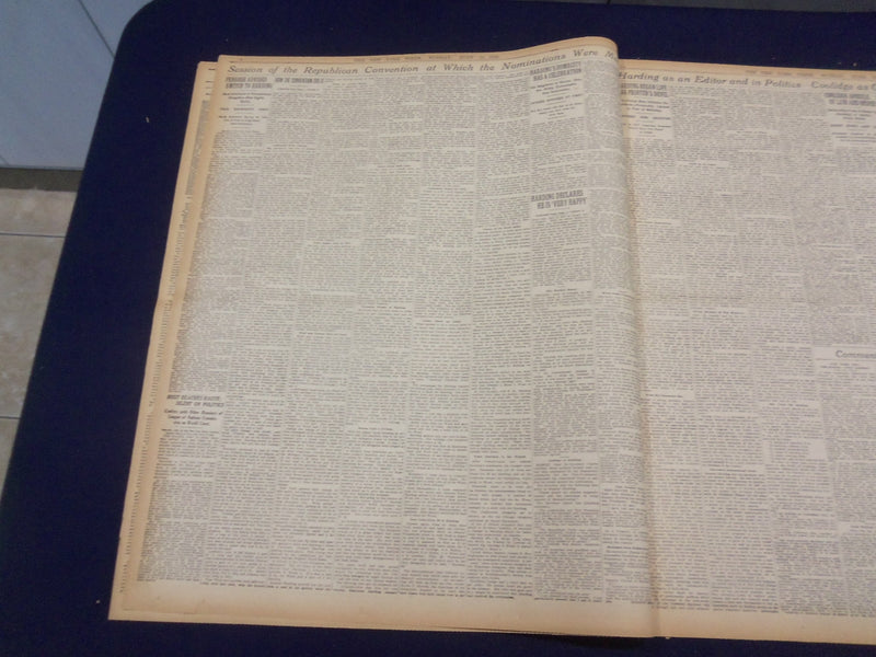 1920 JUNE 13 NEW YORK TIMES-HARDING NOMINATED FOR PRESIDENT, COOLIDGE VP-NT 9113