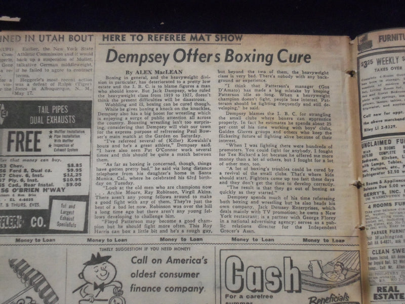 1958 JUNE 27 BOSTON RECORD AMERICAN NEWSPAPER-15 DIE IN JET TANKER CRASH-NP 6260