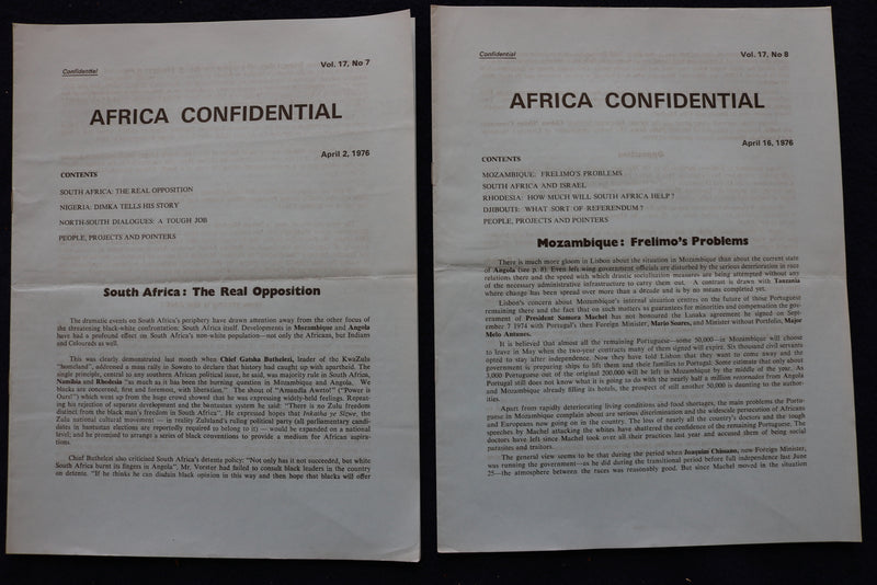 1974-1976 AFRICA CONFINDENTIAL NEWSLETTER PUBLICATION - LOT OF 12 - K 1543