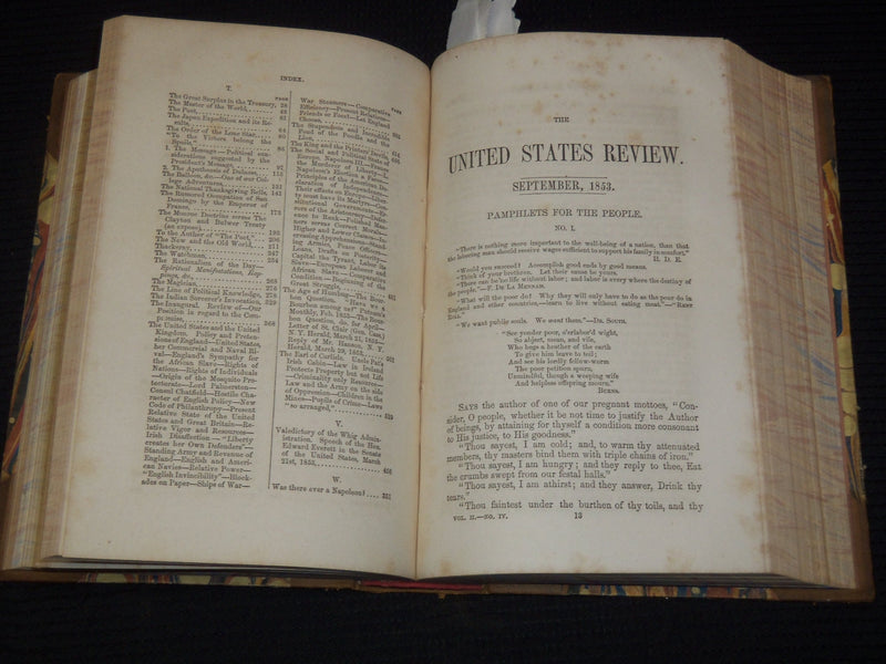 1853-1854 THE UNITED STATES REVIEW BOUND VOLUME NO. 2 - NEW YORK - KD 9524