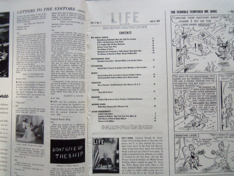 1940 JULY 8 LIFE MAGAZINE - ADMIRAL HAROLD STARK - L 190