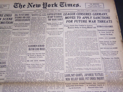 1935 APRIL 18 NEW YORK TIMES - LEAGUE CENSURES GERMANY - NT 4852