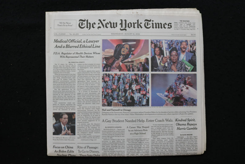2024 AUGUST 21 NEW YORK TIMES - KINDERED SPIRIT, OBAMA REPAYS HARRIS GAMBLE