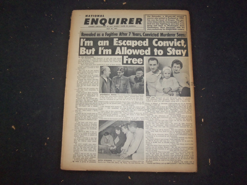 1965 MAY 30 NATIONAL ENQUIRER NEWSPAPER - 16-YEAR OLD SLAVER OF 2 WOMEN- NP 7387
