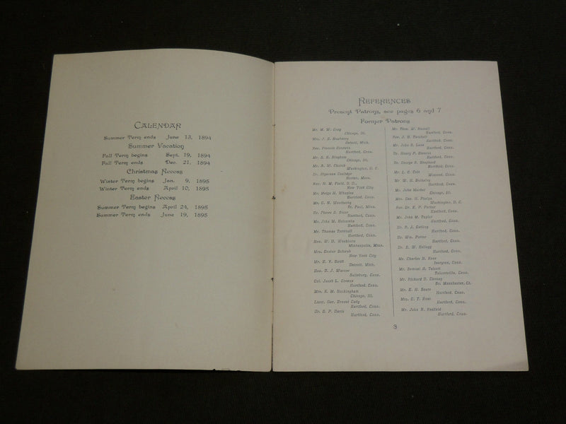 1890-1894 COLLINS ST. CLASSICAL SCHOOL PROGRAM LOT OF 5 - HARTFORD - J 6199