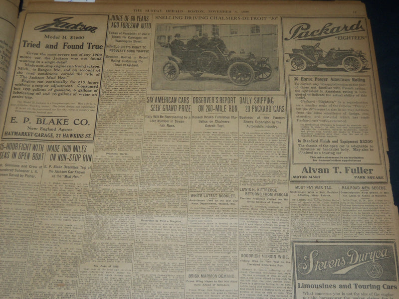 1908 NOVEMBER 8 THE BOSTON HERALD -HARVARD & DARTMOUTH FOOTBALL VICTORS - BH 245