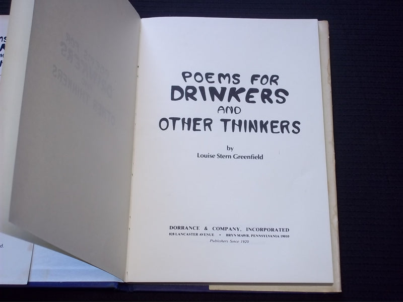 1983 POEMS FOR DRINKERS AND OTHER THINKERS BOOK SIGNED BY GREENFIELD - KD 7548