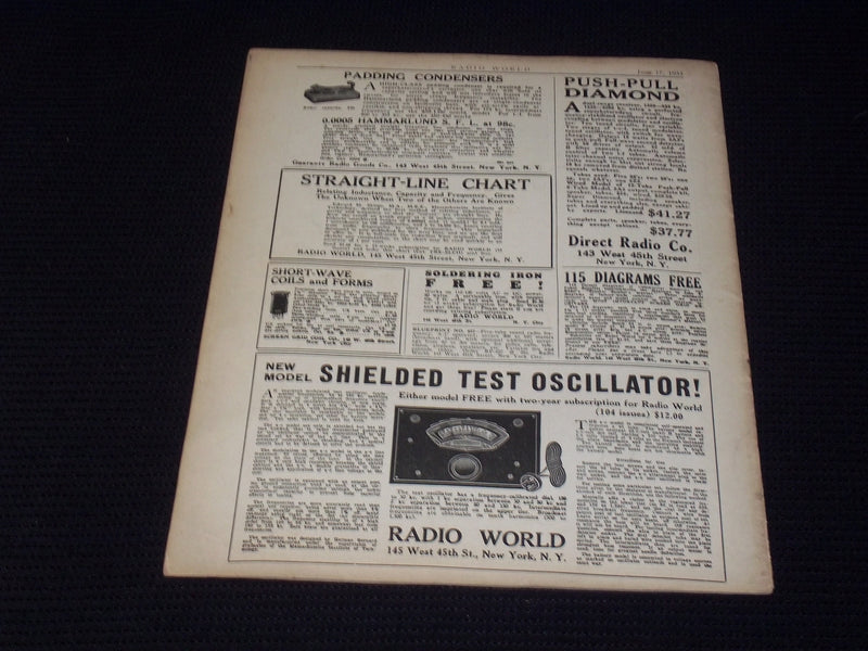 1933 JUNE 17 RADIO WORLD MAGAZINE NICE ELECTRONICS COVERS & ADS - E 2808