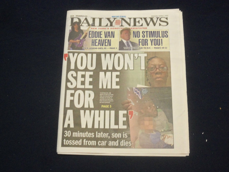 2020 OCTOBER 7 NEW YORK DAILY NEWS NEWSPAPER - EDDIE VAN HALEN DIED 1955-2020