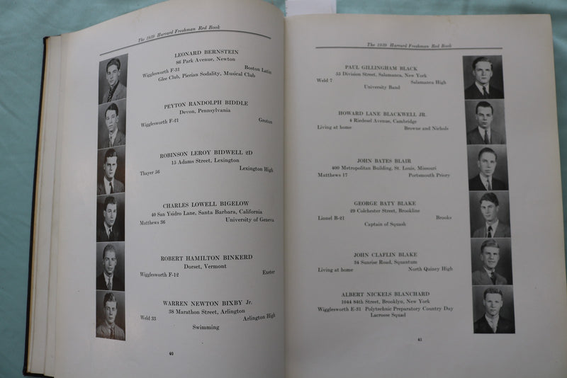 1939 THE HARVARD FRESHMAN RED BOOK - LEONARD BERNSTEIN-CLEVELAND AMORY - YB 3587