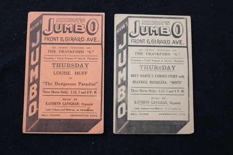 1920'S NIXON'S JUMBO MOVIE CARDS - LOT OF 2 - K 1969