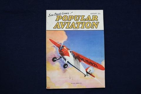 1936 AUGUST POPULAR AVIATION MAGAZINE - THE NEW CESSNA C-34 COVER - E 11325