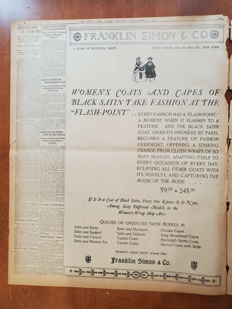 1921 FEBRUARY 27 NEW YORK TIMES - DRY AGENTS SWEEP CITY IN BIG RAID - NT 8128