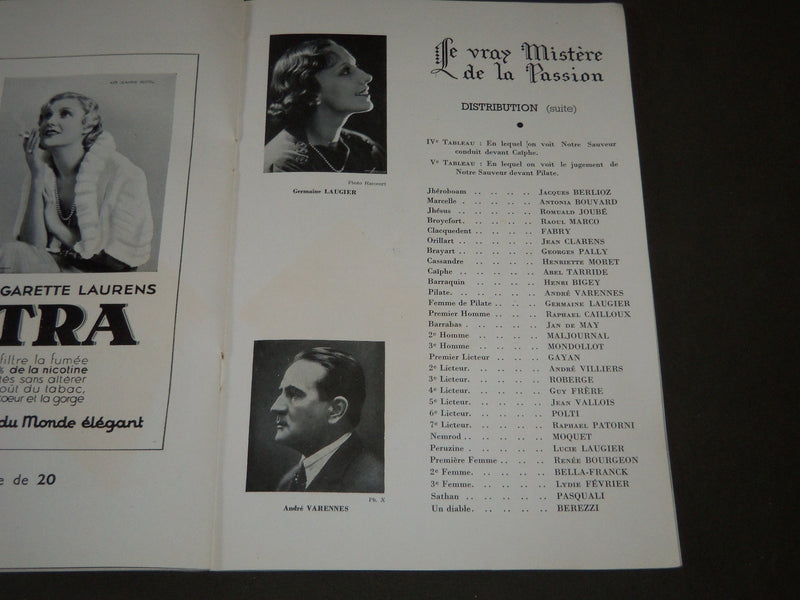1937 JULY 30 LE VRAY MISTERE DE LA PASSION FRENCH PROGRAM - ST 5125
