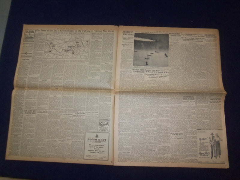 1944 JULY 1 NEW YORK TIMES -ALLIES PRESS ON CAEN AFGER BATTLES OF TANKS- NP 6582