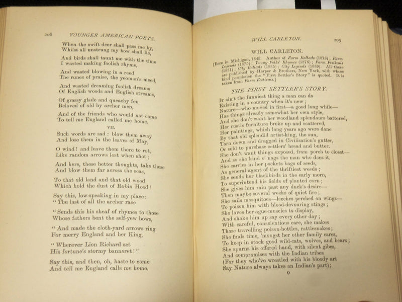 1891 YOUNGER AMERICAN POETS 1830-1890 HARDCOVER BOOK BY SLADEN - KD 7485