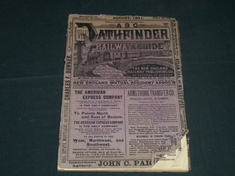 1891 AUGUST ABC THE PATHFINDER RAILWAY GUIDE - J 4297